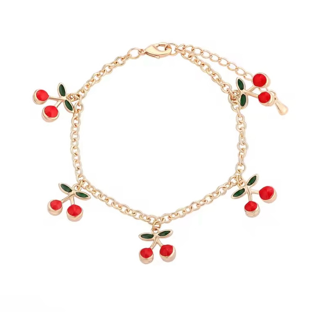 Cherry Charm Gold Bracelet 8”+2” - Picture 6 of 7